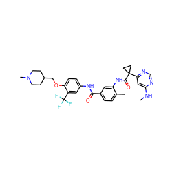 CNc1cc(C2(C(=O)Nc3cc(C(=O)Nc4ccc(OCC5CCN(C)CC5)c(C(F)(F)F)c4)ccc3C)CC2)ncn1 ZINC001772583431