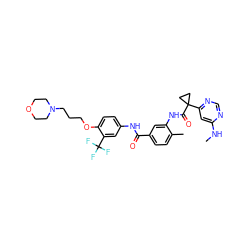 CNc1cc(C2(C(=O)Nc3cc(C(=O)Nc4ccc(OCCCN5CCOCC5)c(C(F)(F)F)c4)ccc3C)CC2)ncn1 ZINC001772643216