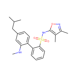 CNc1cc(CC(C)C)ccc1-c1ccccc1S(=O)(=O)Nc1onc(C)c1C ZINC000013782436