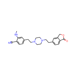 CNc1cc(CCN2CCN(CCc3ccc4c(c3)COC4=O)CC2)ccc1C#N ZINC000095564306