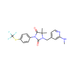 CNc1cc(CN2C(=O)N(c3ccc(SC(F)(F)F)cc3)C(=O)C2(C)C)ccn1 ZINC000071316377