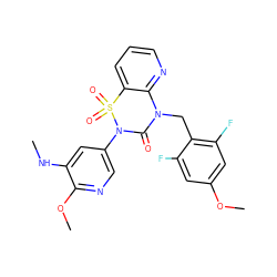 CNc1cc(N2C(=O)N(Cc3c(F)cc(OC)cc3F)c3ncccc3S2(=O)=O)cnc1OC ZINC000211190235