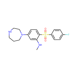 CNc1cc(N2CCCNCC2)ccc1S(=O)(=O)c1ccc(F)cc1 ZINC000026673123