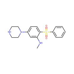 CNc1cc(N2CCNCC2)ccc1S(=O)(=O)c1ccccc1 ZINC000034280038