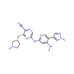 CNc1cc(Nc2cnc(C#N)c(O[C@@H]3CCN(C)C3)n2)ncc1-c1cnn(C)c1 ZINC000095559755