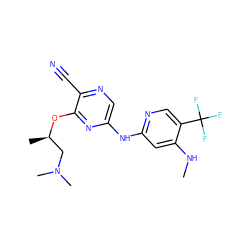 CNc1cc(Nc2cnc(C#N)c(O[C@H](C)CN(C)C)n2)ncc1C(F)(F)F ZINC000095559023