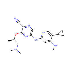 CNc1cc(Nc2cnc(C#N)c(O[C@H](C)CN(C)C)n2)ncc1C1CC1 ZINC000095560311