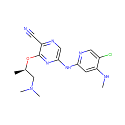 CNc1cc(Nc2cnc(C#N)c(O[C@H](C)CN(C)C)n2)ncc1Cl ZINC000095558676