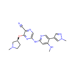 CNc1cc(Nc2cnc(C#N)c(O[C@H]3CCN(C)C3)n2)ncc1-c1cnn(C)c1 ZINC000095563395