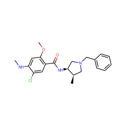 CNc1cc(OC)c(C(=O)N[C@H]2CN(Cc3ccccc3)C[C@H]2C)cc1Cl ZINC000013553236