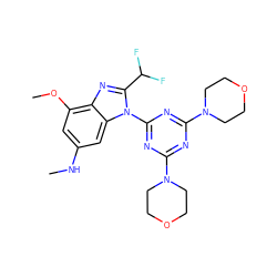 CNc1cc(OC)c2nc(C(F)F)n(-c3nc(N4CCOCC4)nc(N4CCOCC4)n3)c2c1 ZINC000073140698