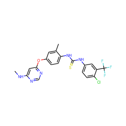 CNc1cc(Oc2ccc(NC(=S)Nc3ccc(Cl)c(C(F)(F)F)c3)c(C)c2)ncn1 ZINC001772612031