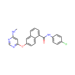 CNc1cc(Oc2ccc3c(C(=O)Nc4ccc(Cl)cc4)cccc3c2)ncn1 ZINC000029134933