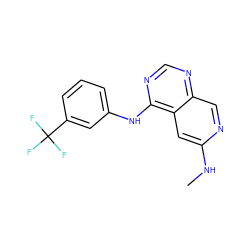 CNc1cc2c(Nc3cccc(C(F)(F)F)c3)ncnc2cn1 ZINC000021289142