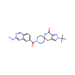 CNc1cc2cc(C(=O)N3CCC4(CC3)Cc3cn(C(C)(C)C)nc3C(=O)N4)ccc2cn1 ZINC000261141066