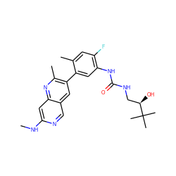 CNc1cc2nc(C)c(-c3cc(NC(=O)NC[C@@H](O)C(C)(C)C)c(F)cc3C)cc2cn1 ZINC000147212115