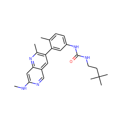 CNc1cc2nc(C)c(-c3cc(NC(=O)NCCC(C)(C)C)ccc3C)cc2cn1 ZINC000147142513