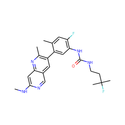 CNc1cc2nc(C)c(-c3cc(NC(=O)NCCC(C)(C)F)c(F)cc3C)cc2cn1 ZINC000204954884