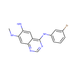 CNc1cc2ncnc(Nc3cccc(Br)c3)c2cc1N ZINC000002391785