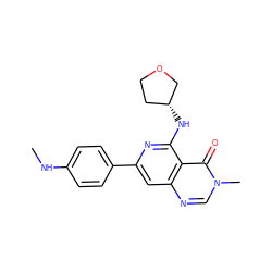 CNc1ccc(-c2cc3ncn(C)c(=O)c3c(N[C@@H]3CCOC3)n2)cc1 ZINC000115622257