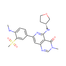 CNc1ccc(-c2cc3ncn(C)c(=O)c3c(N[C@@H]3CCOC3)n2)cc1S(C)(=O)=O ZINC000115625327