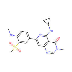 CNc1ccc(-c2cc3ncn(C)c(=O)c3c(NC3CC3)n2)cc1S(C)(=O)=O ZINC000115623965