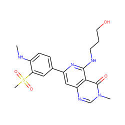 CNc1ccc(-c2cc3ncn(C)c(=O)c3c(NCCCO)n2)cc1S(C)(=O)=O ZINC000115625859