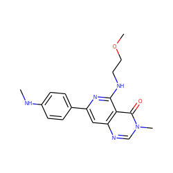 CNc1ccc(-c2cc3ncn(C)c(=O)c3c(NCCOC)n2)cc1 ZINC000115625484