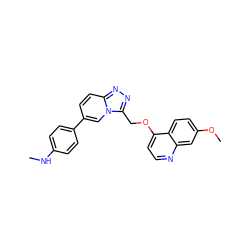 CNc1ccc(-c2ccc3nnc(COc4ccnc5cc(OC)ccc45)n3c2)cc1 ZINC000139902219