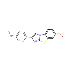 CNc1ccc(-c2cn3c(n2)sc2cc(OC)ccc23)cc1 ZINC000066073683