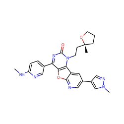 CNc1ccc(-c2nc(=O)n(CC[C@@]3(C)CCCO3)c3c2oc2ncc(-c4cnn(C)c4)cc23)cn1 ZINC000103131461