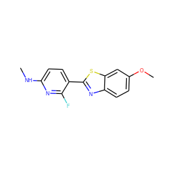 CNc1ccc(-c2nc3ccc(OC)cc3s2)c(F)n1 ZINC000084653832