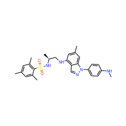 CNc1ccc(-n2ncc3c(NC[C@H](C)NS(=O)(=O)c4c(C)cc(C)cc4C)cc(C)cc32)cc1 ZINC000066098629