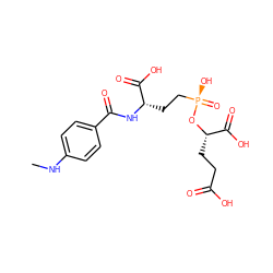 CNc1ccc(C(=O)N[C@@H](CC[P@@](=O)(O)O[C@@H](CCC(=O)O)C(=O)O)C(=O)O)cc1 ZINC000013445487