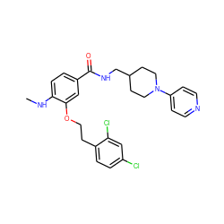 CNc1ccc(C(=O)NCC2CCN(c3ccncc3)CC2)cc1OCCc1ccc(Cl)cc1Cl ZINC000013643383