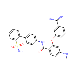 CNc1ccc(C(=O)Nc2ccc(-c3ccccc3S(N)(=O)=O)cc2)c(Oc2cccc(C(=N)N)c2)c1 ZINC000013442946