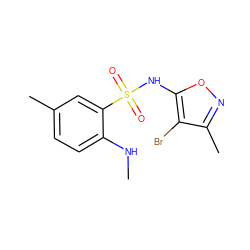 CNc1ccc(C)cc1S(=O)(=O)Nc1onc(C)c1Br ZINC000001540807