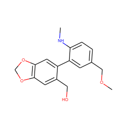 CNc1ccc(COC)cc1-c1cc2c(cc1CO)OCO2 ZINC001772654084