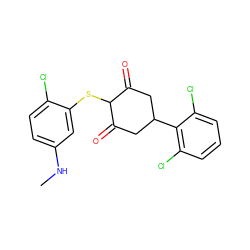 CNc1ccc(Cl)c(SC2C(=O)CC(c3c(Cl)cccc3Cl)CC2=O)c1 ZINC000473120355