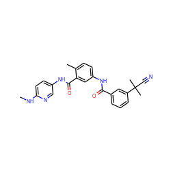 CNc1ccc(NC(=O)c2cc(NC(=O)c3cccc(C(C)(C)C#N)c3)ccc2C)cn1 ZINC000040898708