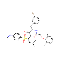 CNc1ccc(S(=O)(=O)[C@@H](CC(C)C)C[C@@H](O)[C@H](Cc2cccc(Br)c2)NC(=O)COc2c(C)cccc2C)cc1 ZINC000028527677