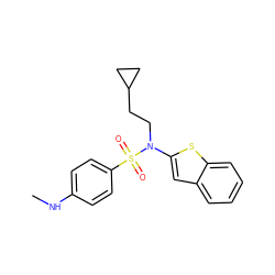 CNc1ccc(S(=O)(=O)N(CCC2CC2)c2cc3ccccc3s2)cc1 ZINC000115234210