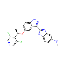 CNc1ccc2[nH]c(-c3n[nH]c4ccc(O[C@H](C)c5c(Cl)cncc5Cl)cc34)nc2c1 ZINC000653829426