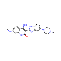 CNc1ccc2c(N)c(-c3nc4cc(N5CCN(C)CC5)ccc4[nH]3)c(=O)[nH]c2c1 ZINC000040846031