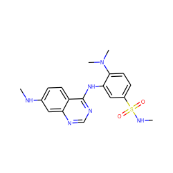 CNc1ccc2c(Nc3cc(S(=O)(=O)NC)ccc3N(C)C)ncnc2c1 ZINC000165892444