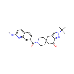 CNc1ccc2ccc(C(=O)N3CCC4(CC3)CC(=O)c3nn(C(C)(C)C)cc3C4)cc2n1 ZINC000095581932