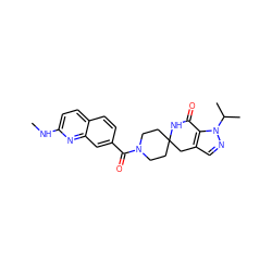 CNc1ccc2ccc(C(=O)N3CCC4(CC3)Cc3cnn(C(C)C)c3C(=O)N4)cc2n1 ZINC000167339219