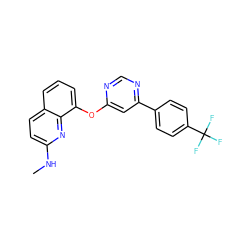 CNc1ccc2cccc(Oc3cc(-c4ccc(C(F)(F)F)cc4)ncn3)c2n1 ZINC000014974108