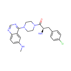 CNc1ccc2ncnc(N3CCN(C(=O)[C@H](N)Cc4ccc(Cl)cc4)CC3)c2c1 ZINC000064548790