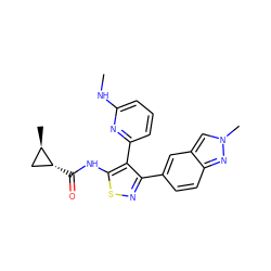 CNc1cccc(-c2c(-c3ccc4nn(C)cc4c3)nsc2NC(=O)[C@@H]2C[C@H]2C)n1 ZINC000095592786